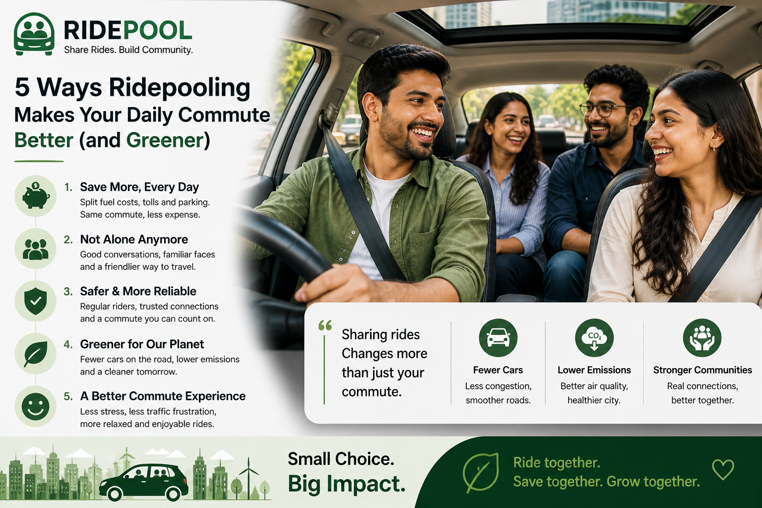 5 Ways Ridepooling Makes Your Daily Commute Better (and Greener)